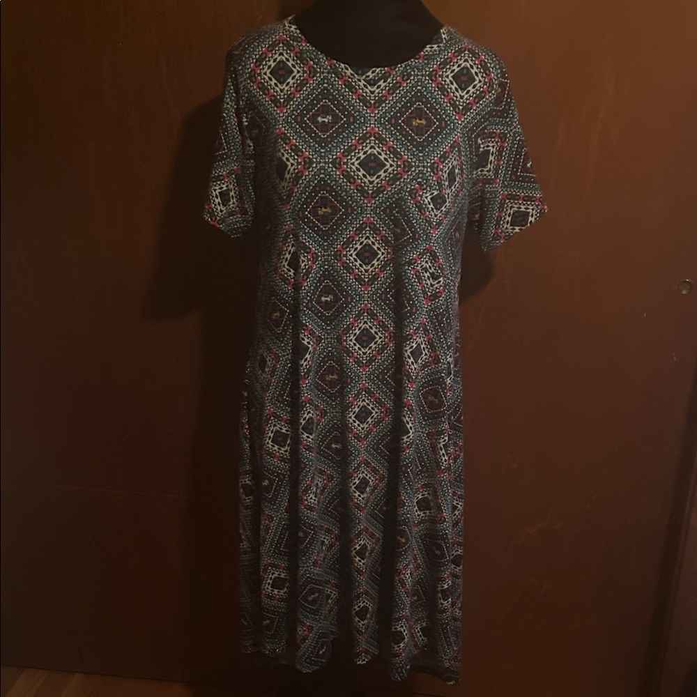 LuLaRoe Multicolor Geometric Midi Dress